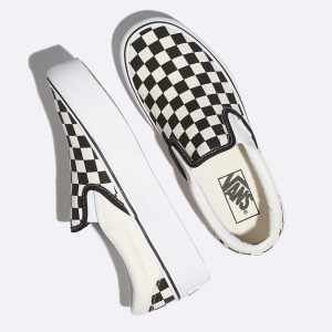 Vans Bayan Kaykay Ayakkabısı Slip-On Platform Siyah Beyaz | 45778-891